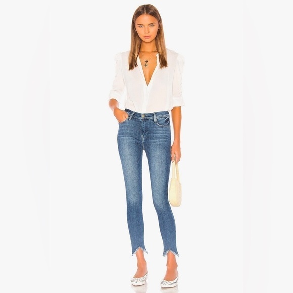 Frame Le High Double Triangle Raw Hem Ankle Skinny Jeans In Bestia, Size 29 - Picture 1 of 13